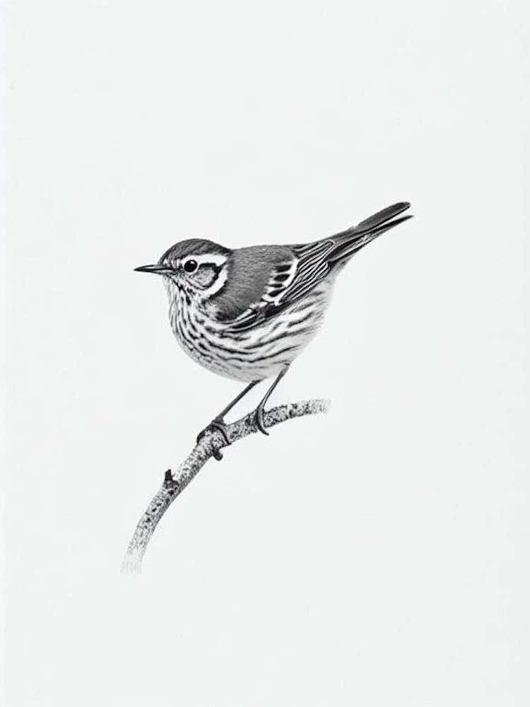 Hermit Thrush B&W Pencil Drawing 4 Bird