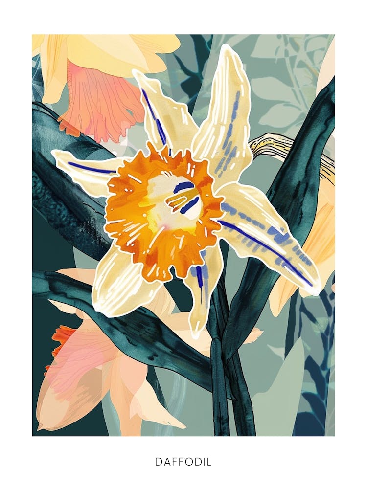 Affiche Illustration Fleur Colorée Narcisse 2