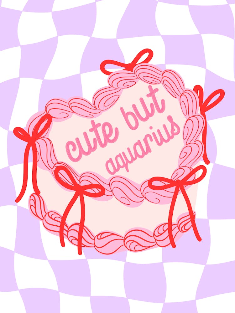 Cute But Aquarius Heart Cake