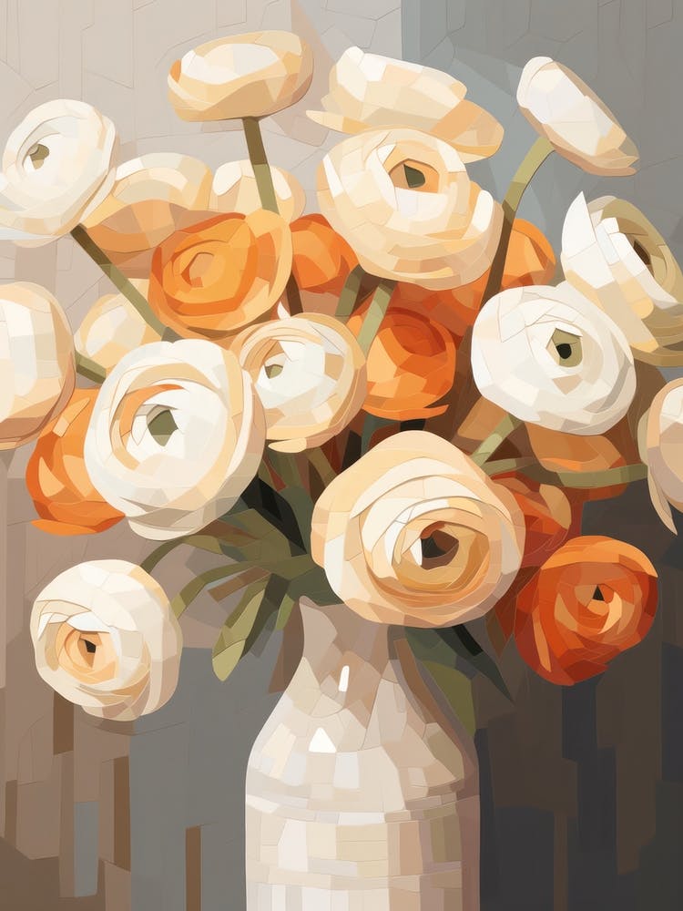 Ranunculus Flower Still Life Painting 4 Dreamy