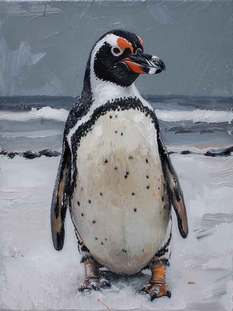 African Penguin Zavodovski Island Oil Painting 4
