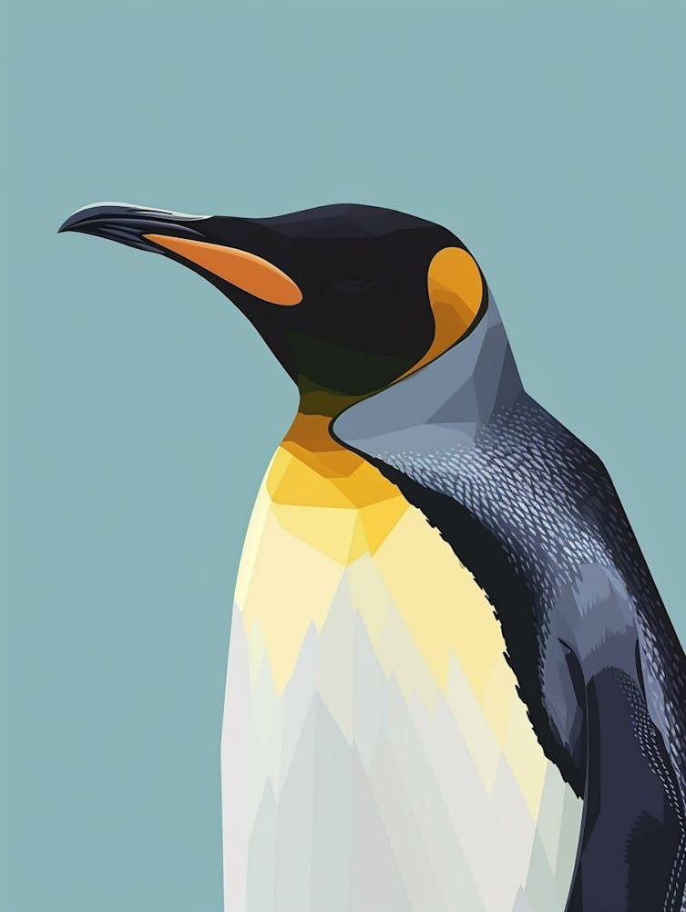 King Penguin Laurie Island Minimalist Illustration 2