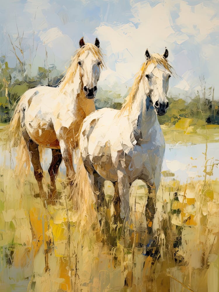 Horses Painting In Loire Valley, France 2