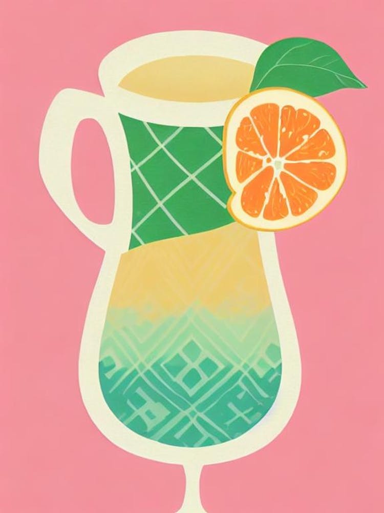 Mango Margarita Retro Pink Cocktail Poster
