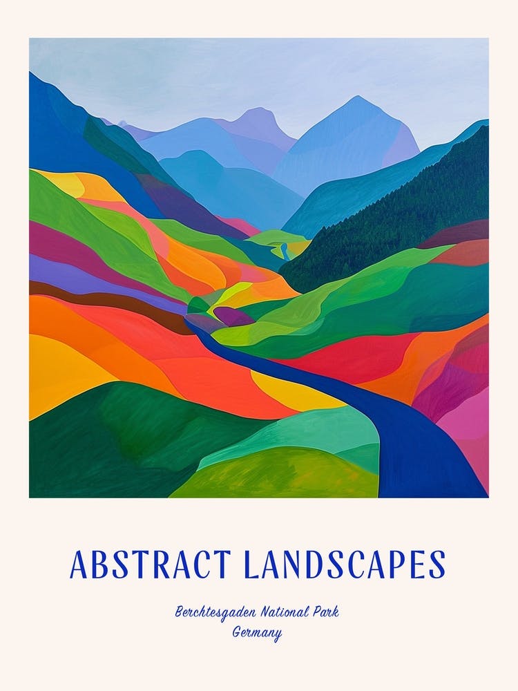 Colourful Abstract Berchtesgaden National Park Germany 3 Poster Blue