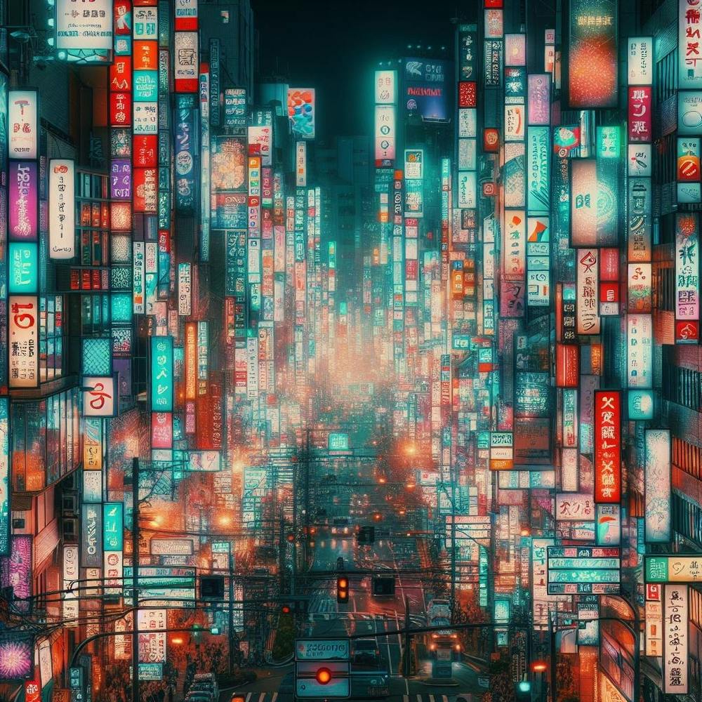 Asian City At Night