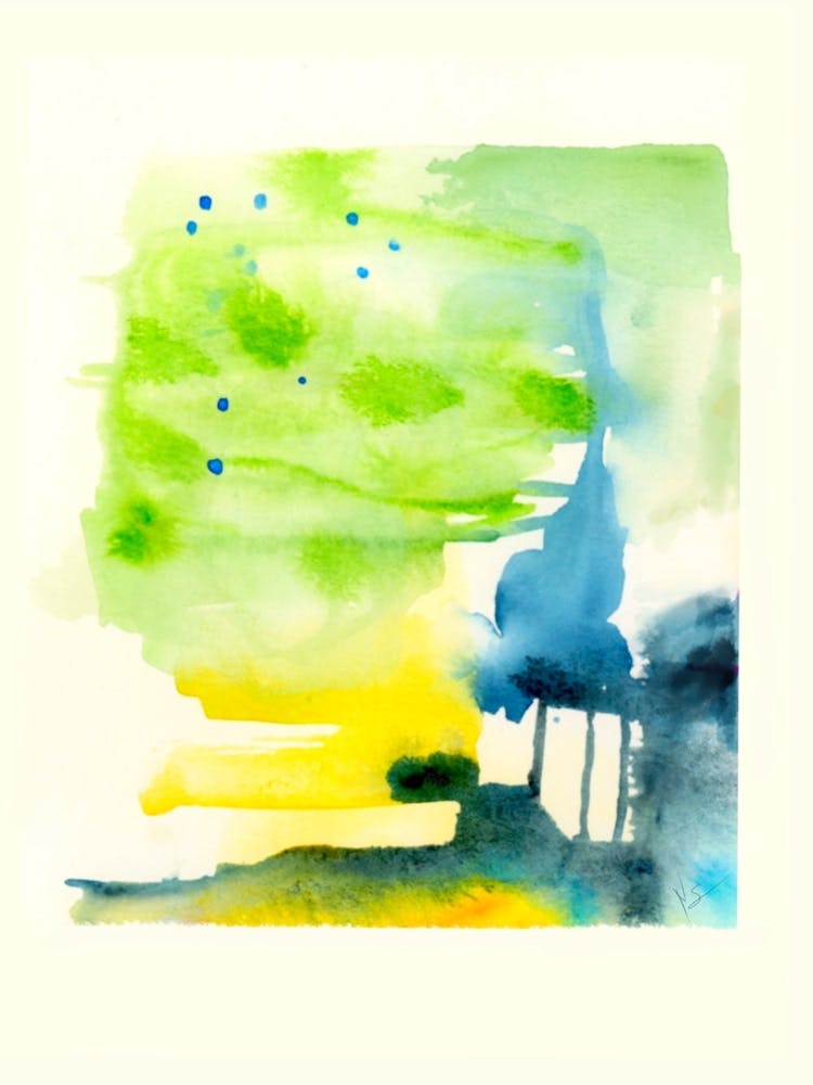 Transition - Abstract Watercolor , Landscape Art