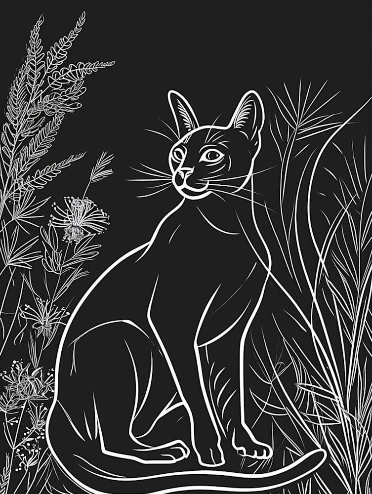 Burmese Cat Minimalist Illustration 4