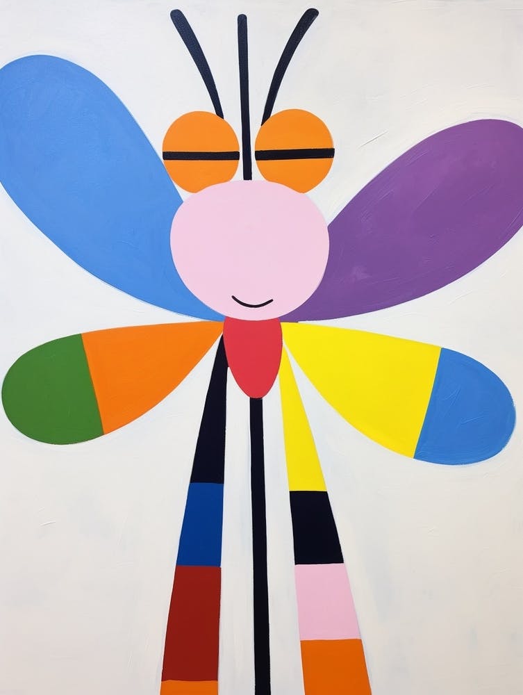 Farbenfrohe Kinder-Tierkunst – Libelle 2