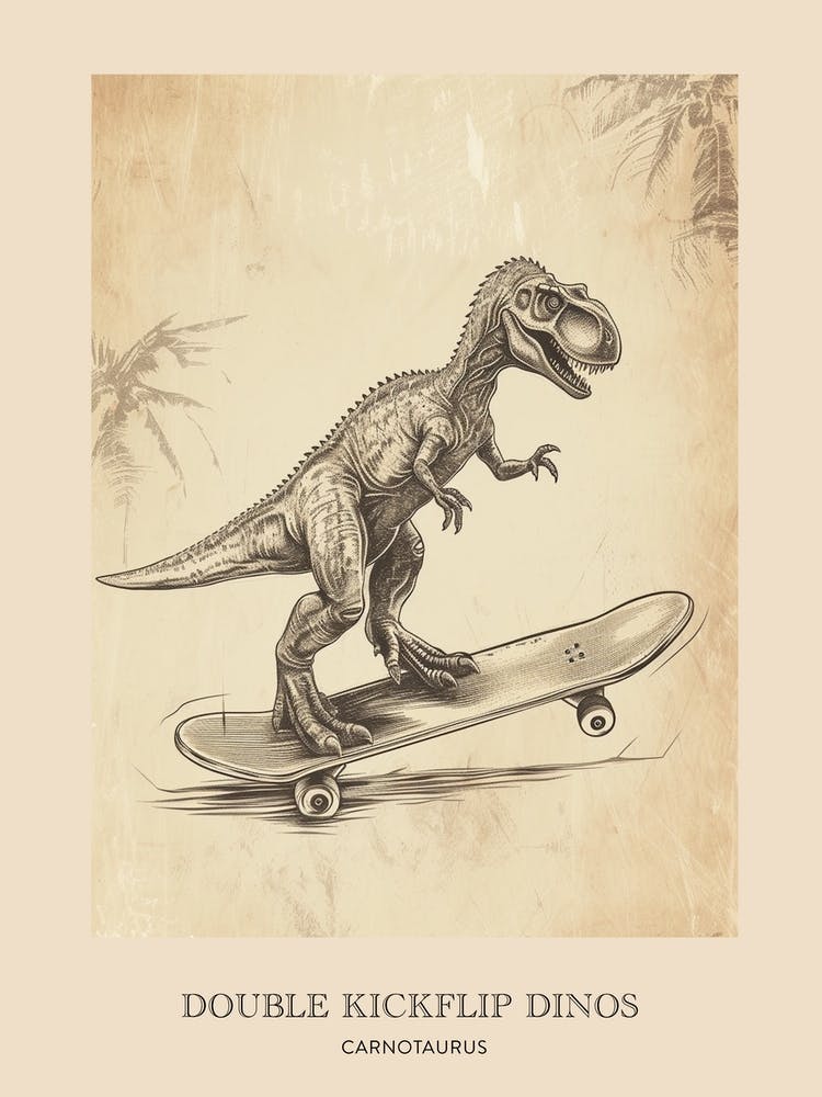 Carnotaurus Vintage Dinosaur Poster 2