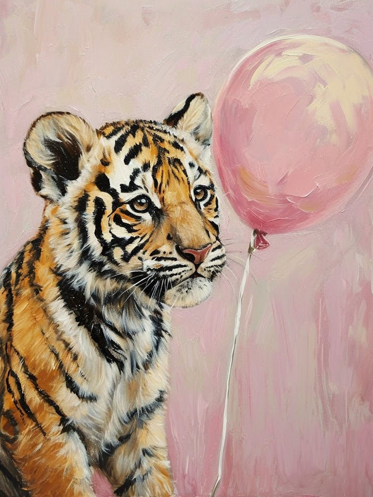 Cute Tiger 3 With Balloon
