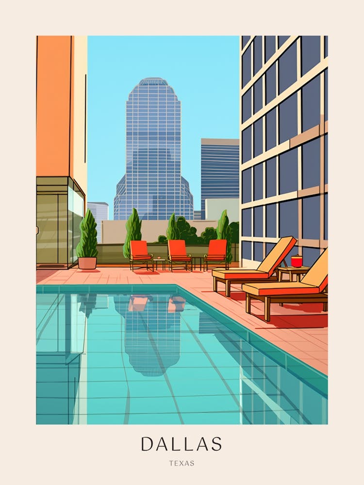 Dallas, Texas Midcentury Modern Pool Poster