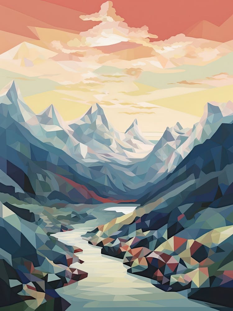 Patagonia, Argentina View   Geometric Vector Illustration 2
