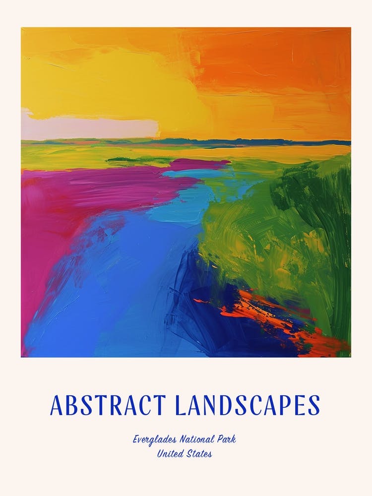 Abstrait Coloré Everglades National Park Usa 2 Affiche Bleue