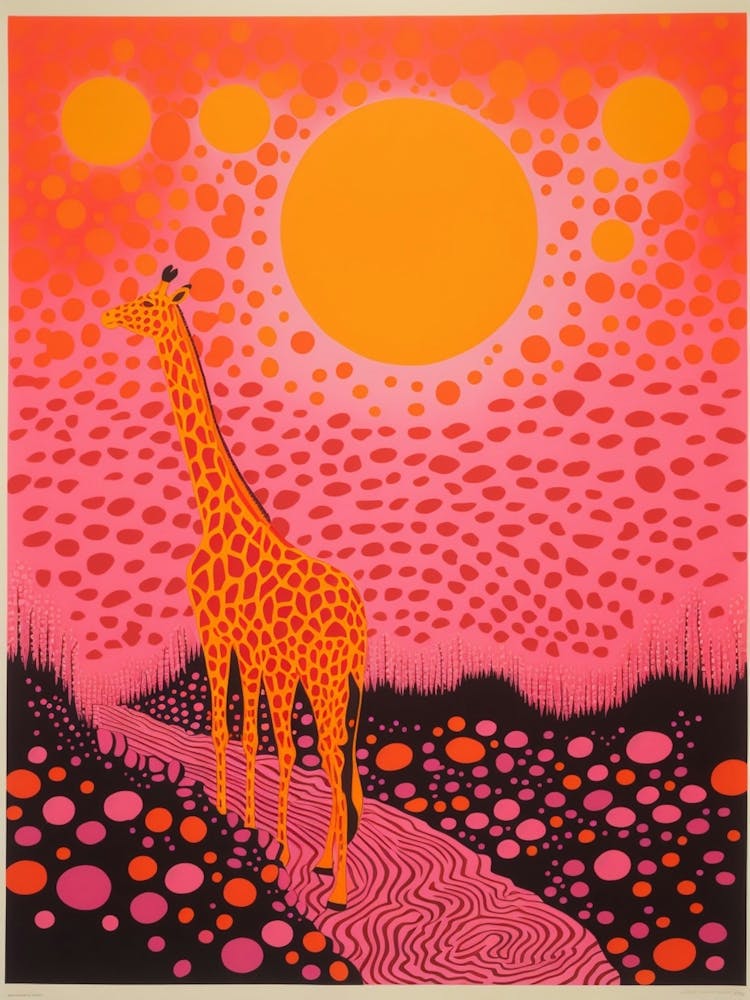 Giraffe In The Sunset Orange Tones 3