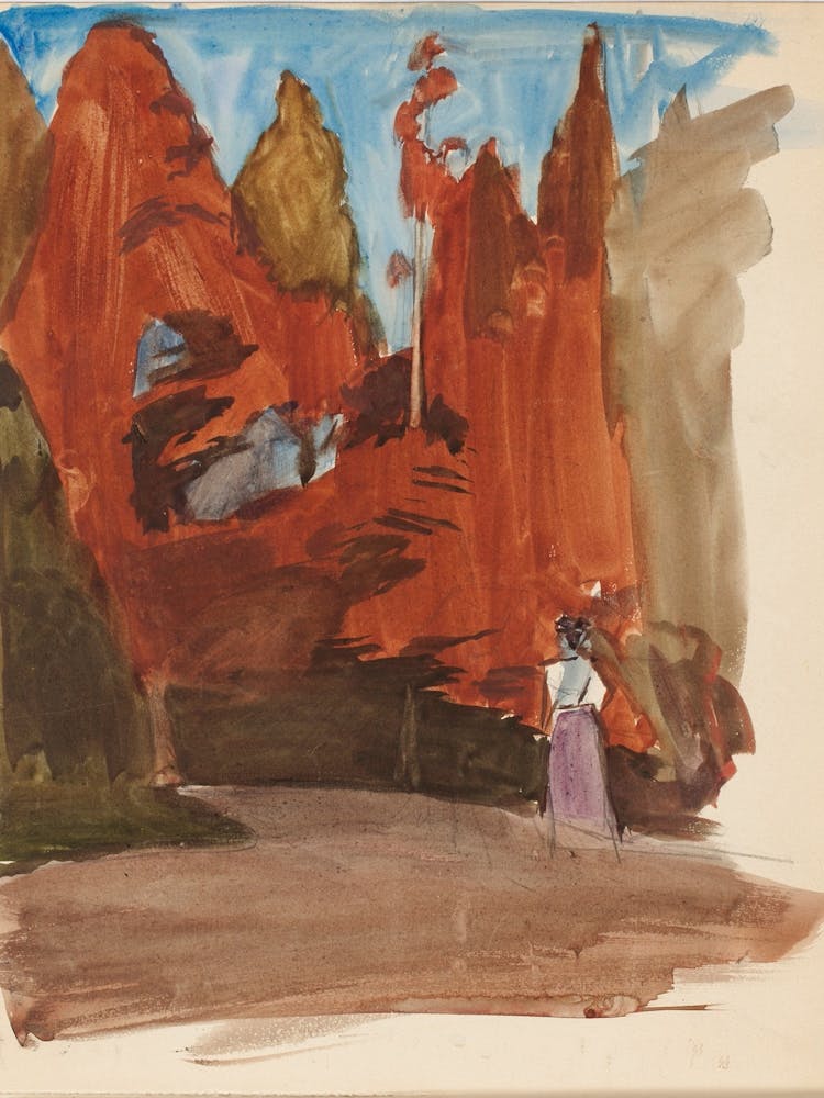 Maisema, Jossa Nainen, 1894 1895part Of A Sketchbook, By Magnus Enckell