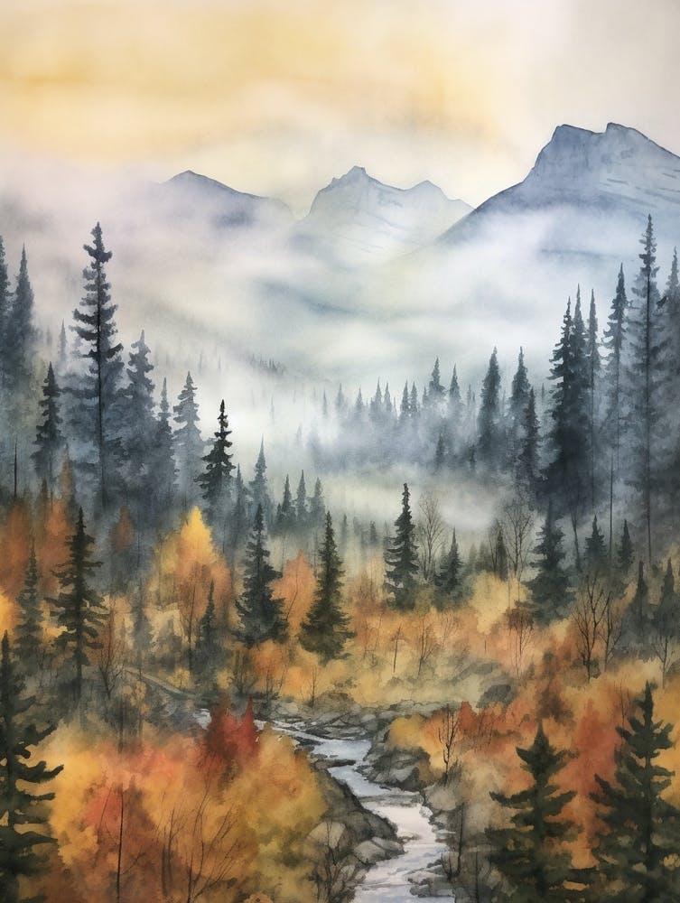 Paysage de Forêt Automnale Banff National Park Canada 2