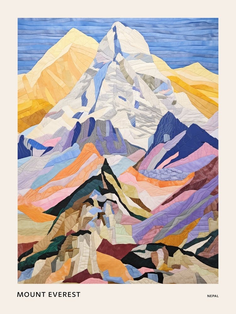 Mount Everest Nepal 1 Colourful Mountain Illustration Poster