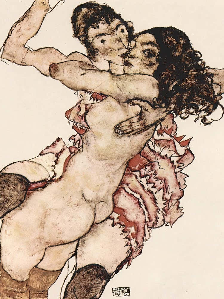 Pair Of Women Embracing Each Other (1915), Egon Schiele