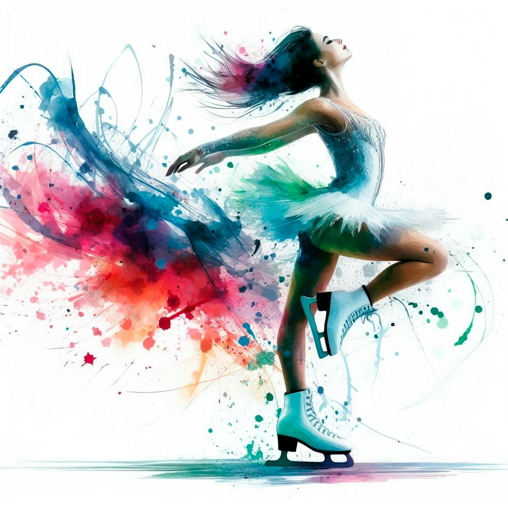 Figure Skating On Ice In Watercolor