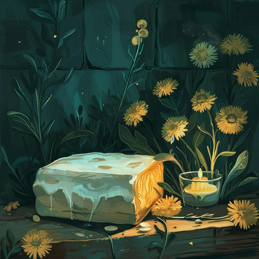 Cheese And Flowers Hand Drawn Sketch