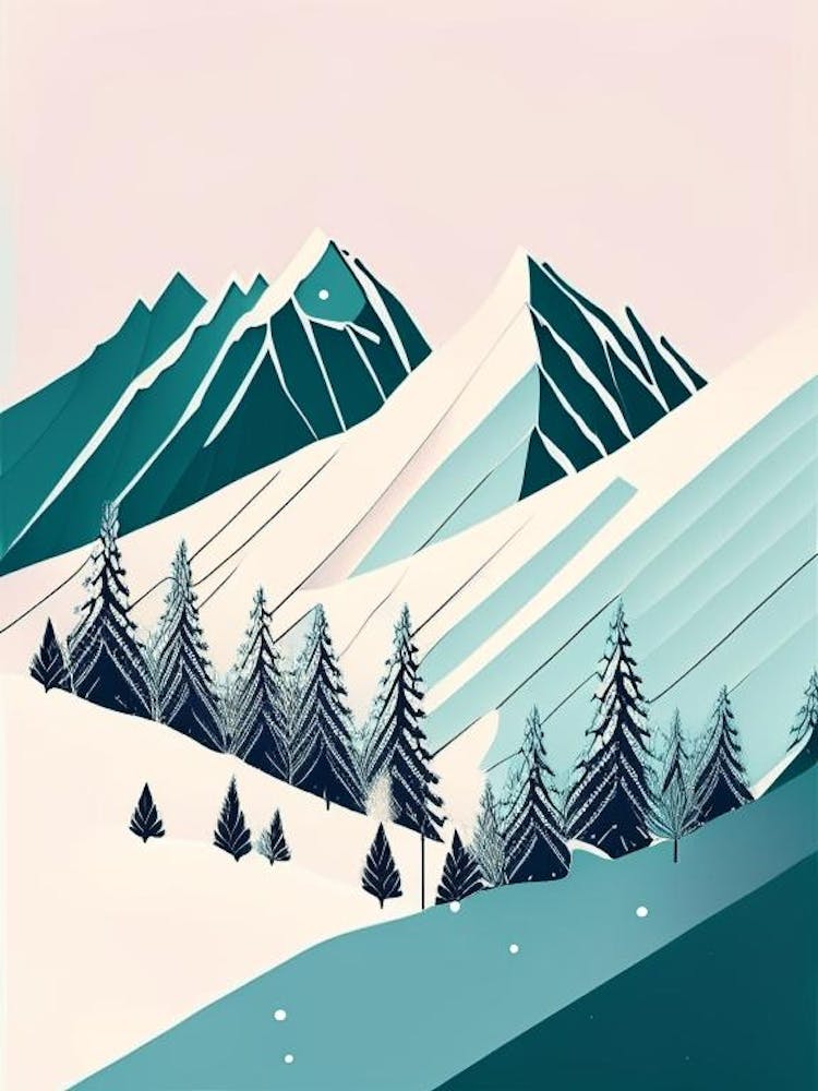 Snowflakes In The Mountains, Snowflakes, Minimal Line Drawing 1