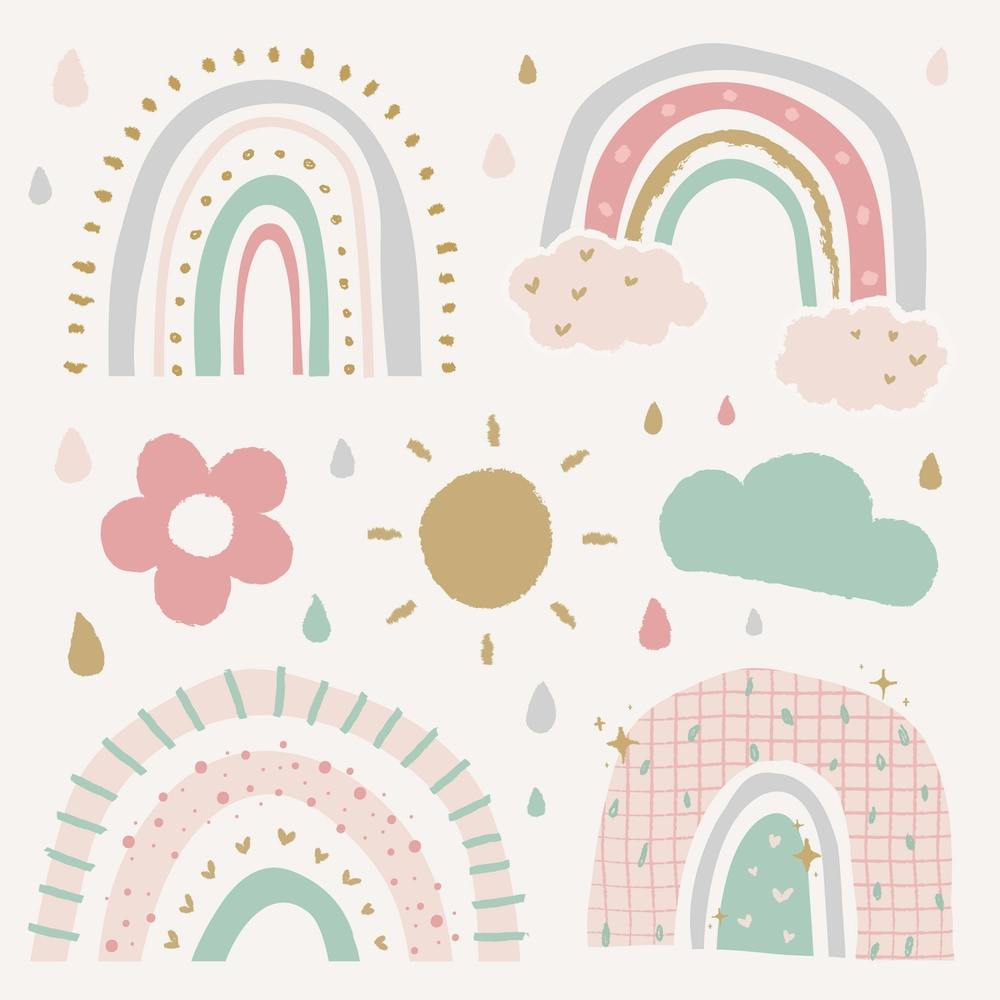 Arc-en-ciel Colorés Dessinés À La Main Pour Enfants