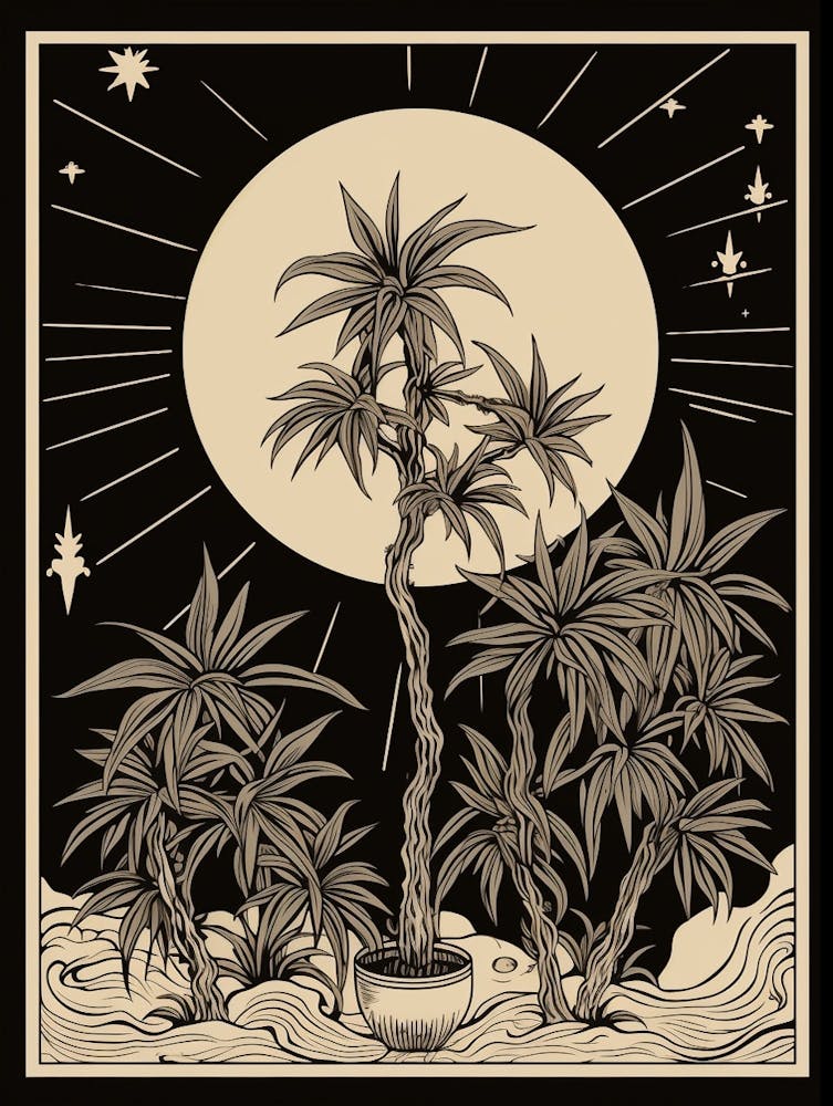 B&W Plant Illustration Dracaena 4