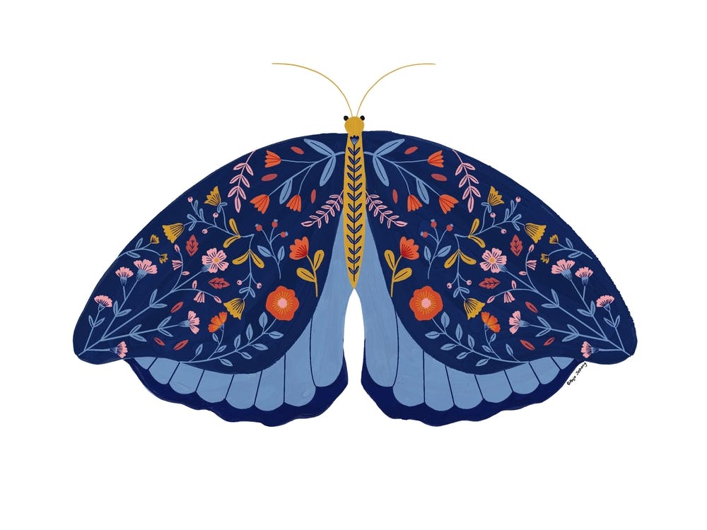 Blue Floral Moth