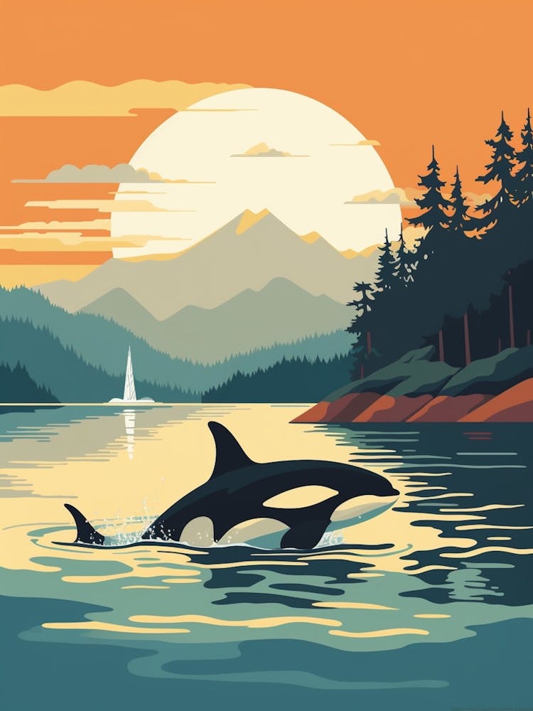 Orca Sunset & The Mountains Graphic Design 3