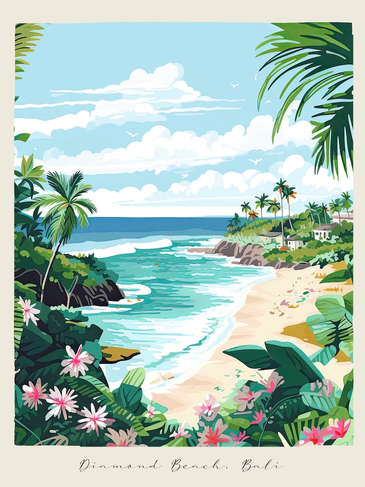 Poster Of Diamond Beach, Bali, Indonesia, Matisse And Rousseau Style 3