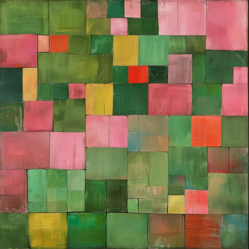 Squares In Pink And Green