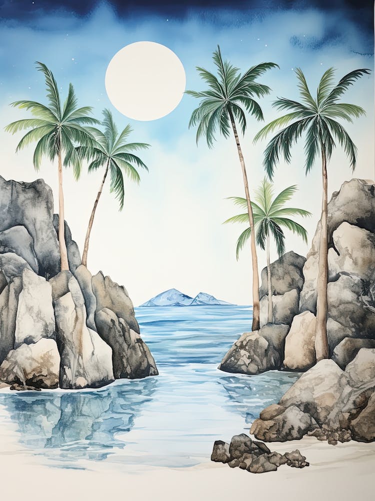 Watercolour Of The Baths   Virgin Gorda British Virgin Islands 1