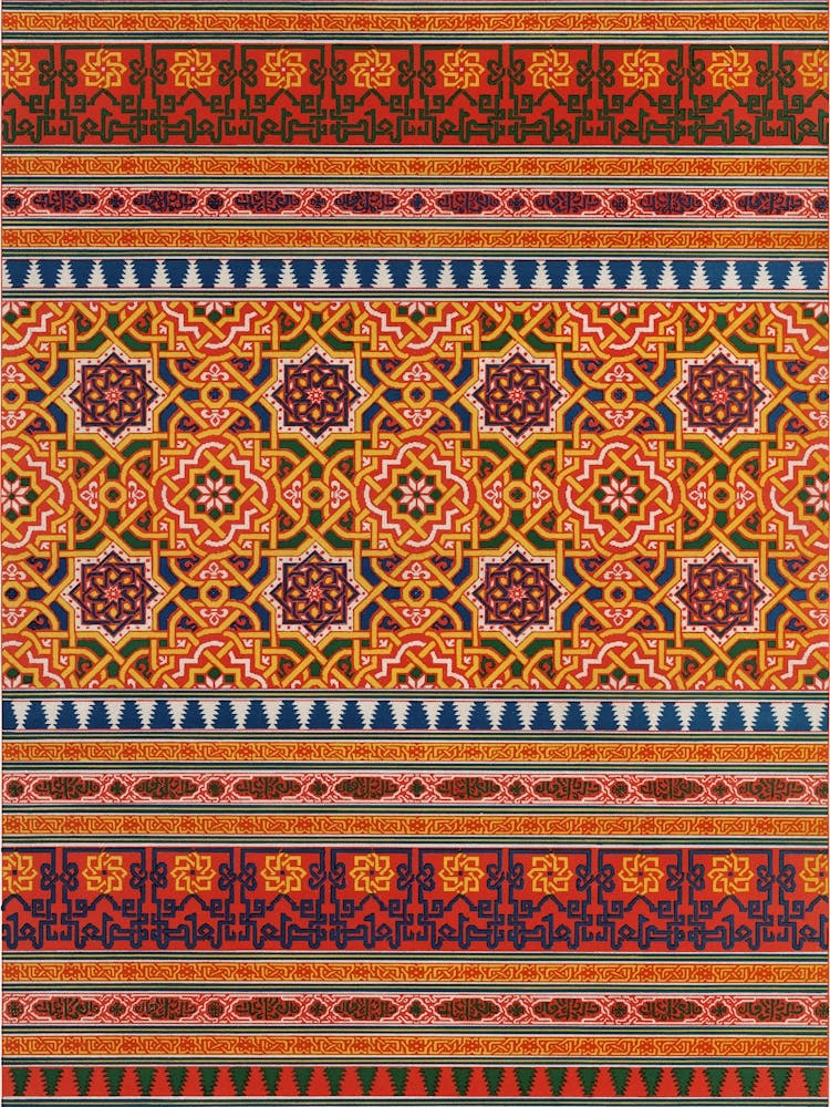 Arabisches Kunstmuster, Emile Prisses D’Avennes, La Decoration Arabe, Digital verbesserte Lithografie aus Eigenbestand