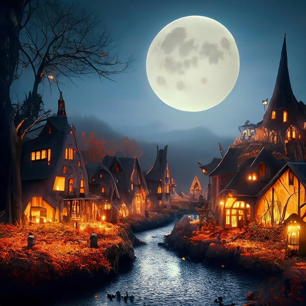 Spooky Village At Night