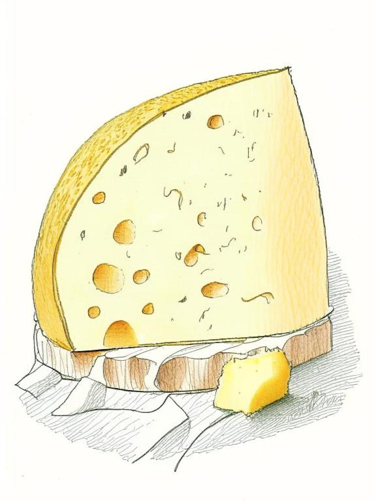 Queso De Bola Cheese Dairy Food Pencil Illustration