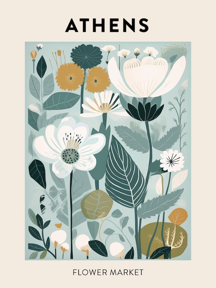 Flower Market Poster Athens Greece 2