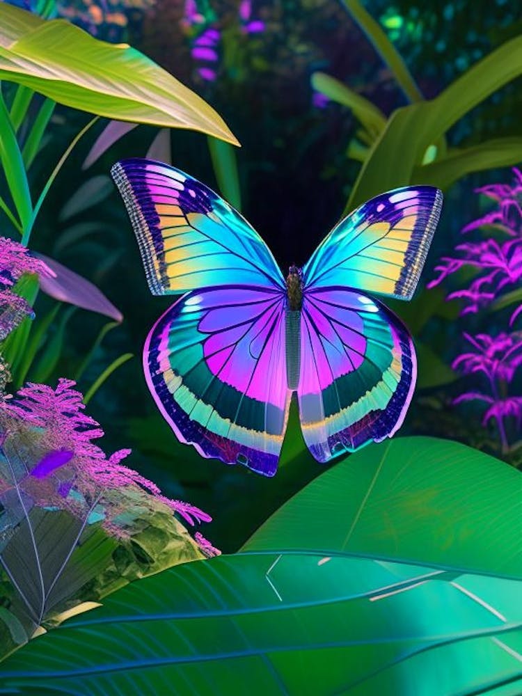 Butterfly In Botanical Gardens Holographic 1