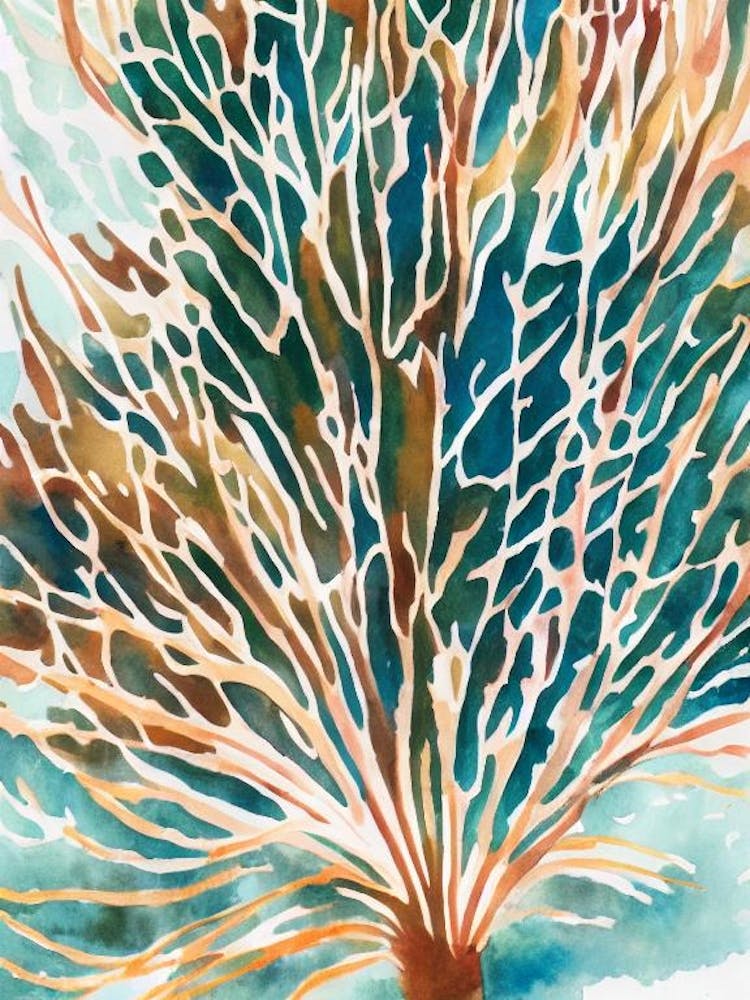 Acropora Gemmifera 2 Vintage Graphic Watercolour