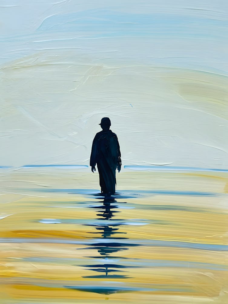Man in Water: Reflective and Serene Abstract
