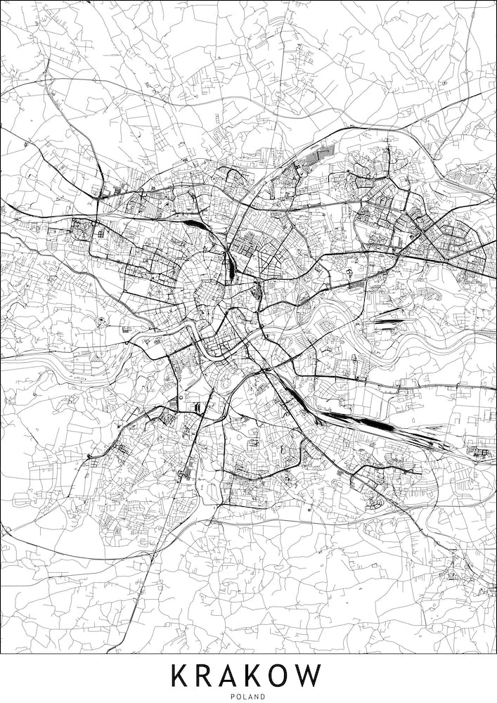 Krakow White Map
