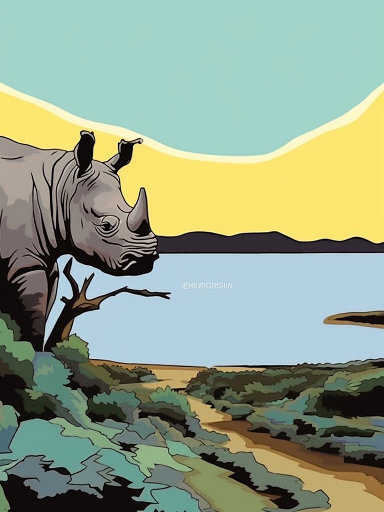 Simple Line Rhino Illustration 2