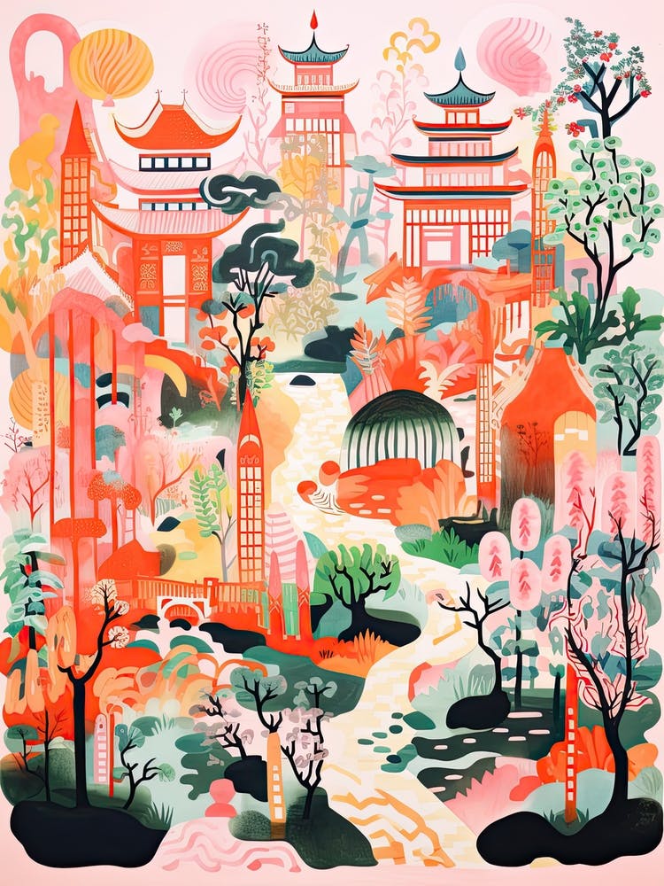Yuyuan Gardens Abstract Riso Style 2