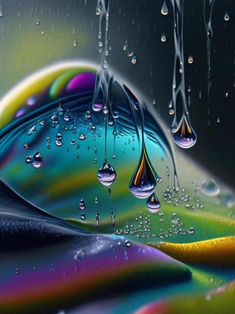Water Droplets Waterscape Crayon 2