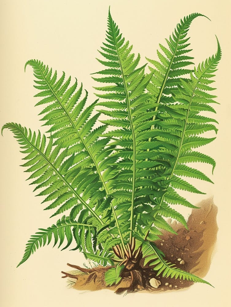 Vintage Illustration Ribbon Fern 2