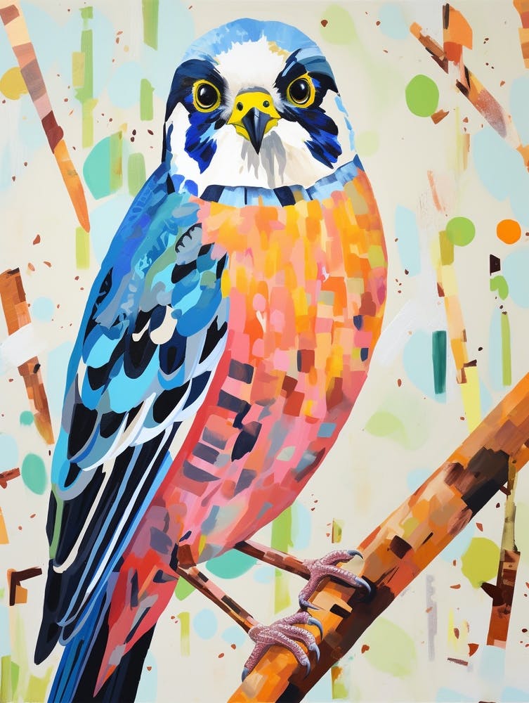 Colourful Bird Painting American Kestrel 1