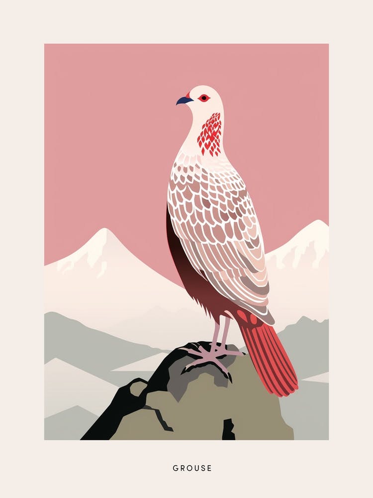 Minimalist Grouse 2 Bird Poster