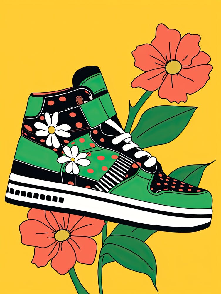 Women's Sneaker Green Bouquet: Petals and Elegance