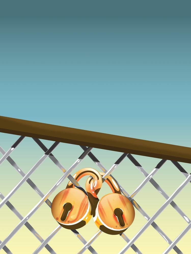 Golden Locks On A Fence