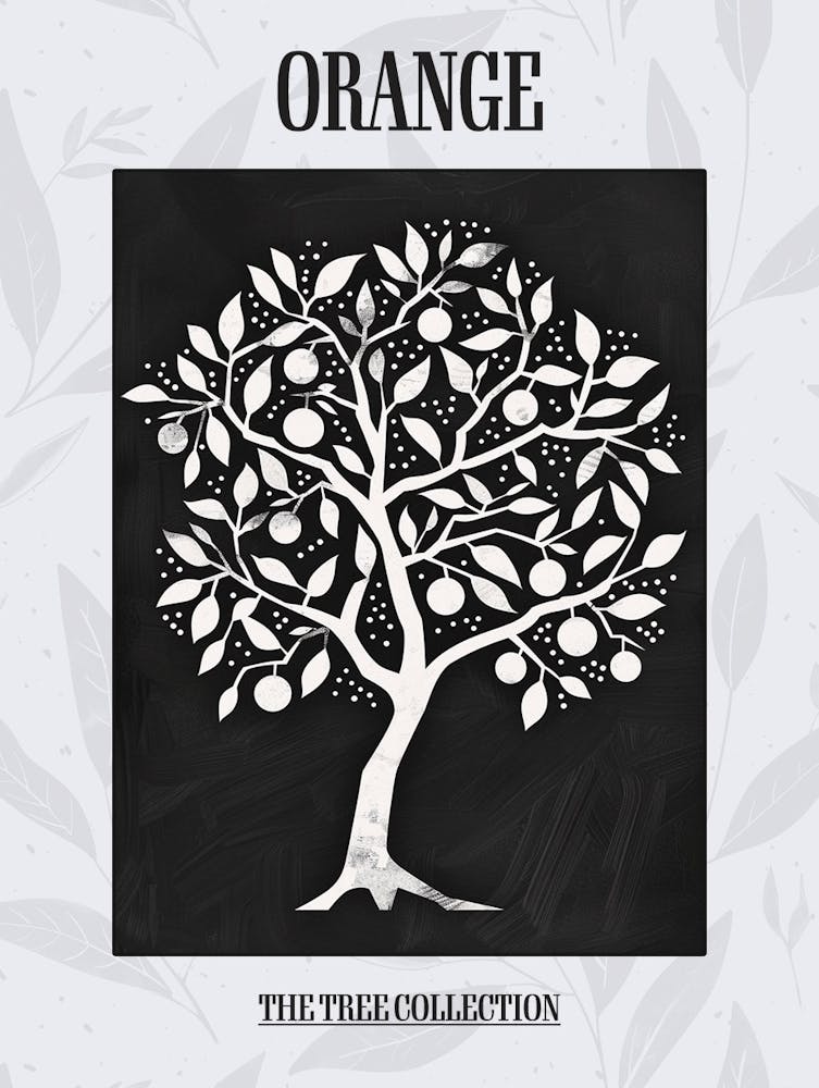 Orange Tree Simple Geometric Nature Stencil 21 Poster